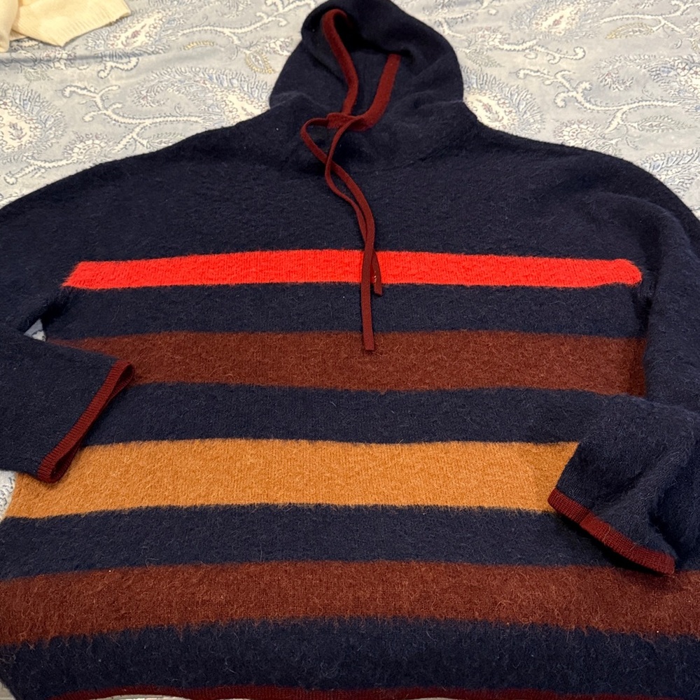 Lanvin Paris Wool & Baby Alpaca Striped Hoodie – Made in Italy, Size T.L
